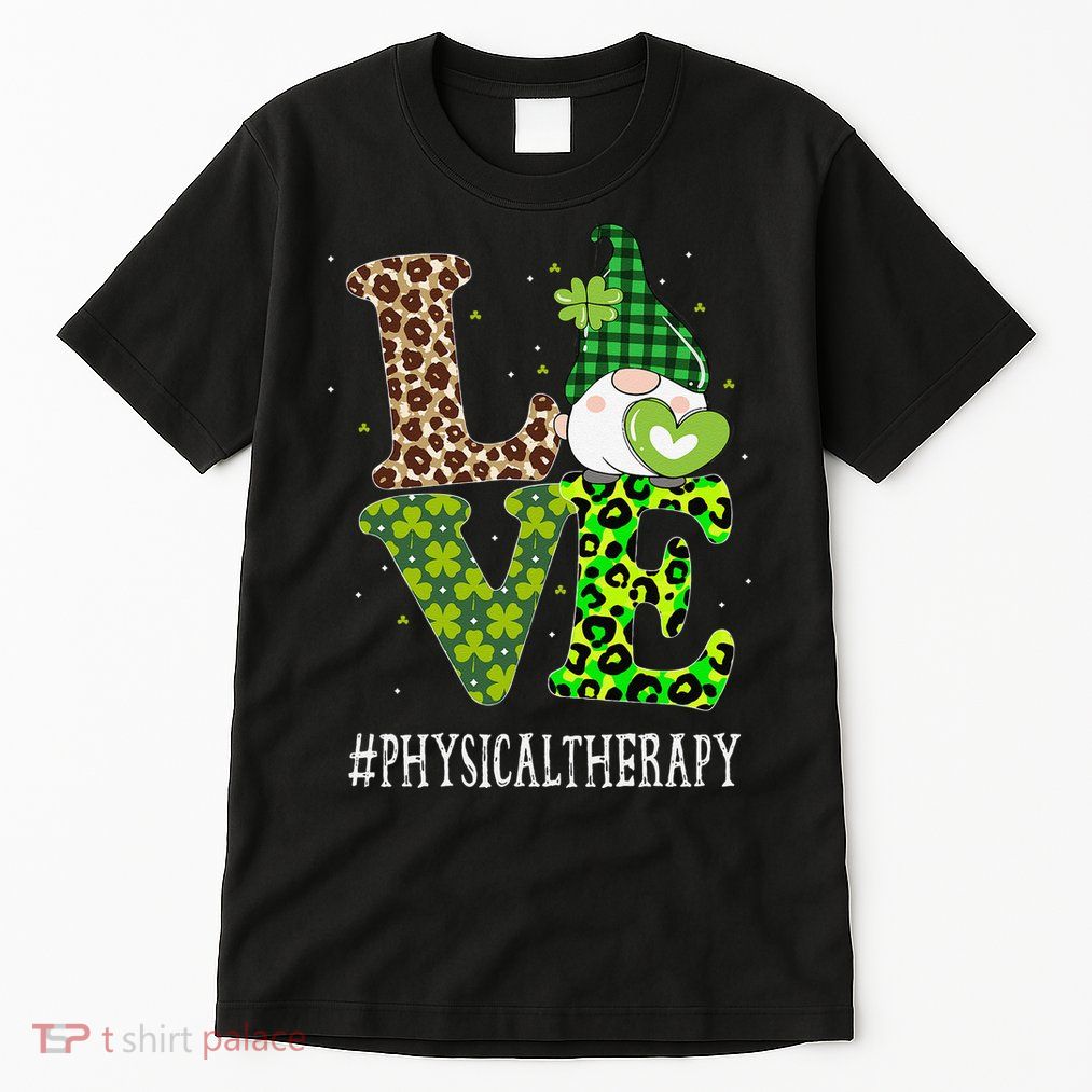 Physical Therapy Love St Patricks Day Gnome Leopard Tall T-Shirt