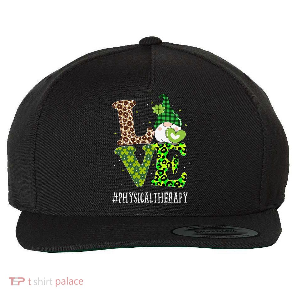 Physical Therapy Love St Patricks Day Gnome Leopard Wool Snapback Cap