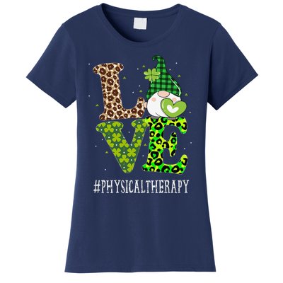 Physical Therapy Love St Patricks Day Gnome Leopard Women's T-Shirt