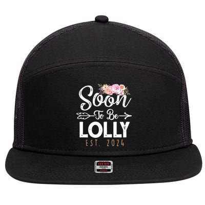 Promoted To Lolly 2024 Mothers Day Soon To Be Grandma 2024 7 Panel Mesh Trucker Snapback Hat