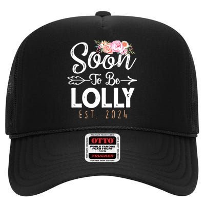 Promoted To Lolly 2024 Mothers Day Soon To Be Grandma 2024 High Crown Mesh Back Trucker Hat