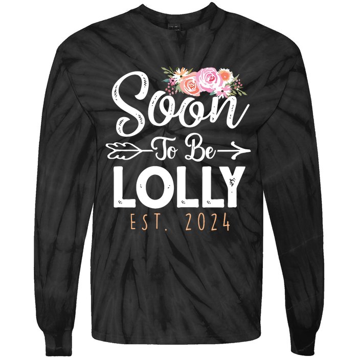 Promoted To Lolly 2024 Mothers Day Soon To Be Grandma 2024 Tie-Dye Long Sleeve Shirt