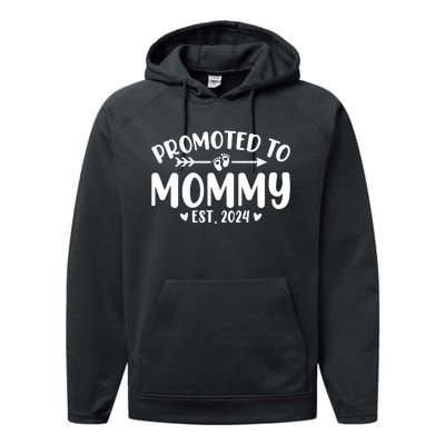 Promoted To Mommy 2024 Soon To Be Mom Baby Reveal To New Mom Performance Fleece Hoodie