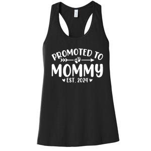 Promoted To Mommy 2024 Soon To Be Mom Baby Reveal To New Mom Women's Racerback Tank