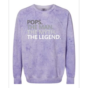 POPS THE MAN THE MYTH THE LEGEND Fathers Day Gift Grandpa Colorblast Crewneck Sweatshirt