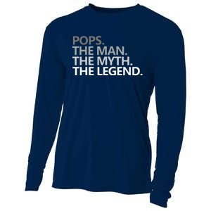 POPS THE MAN THE MYTH THE LEGEND Fathers Day Gift Grandpa Cooling Performance Long Sleeve Crew