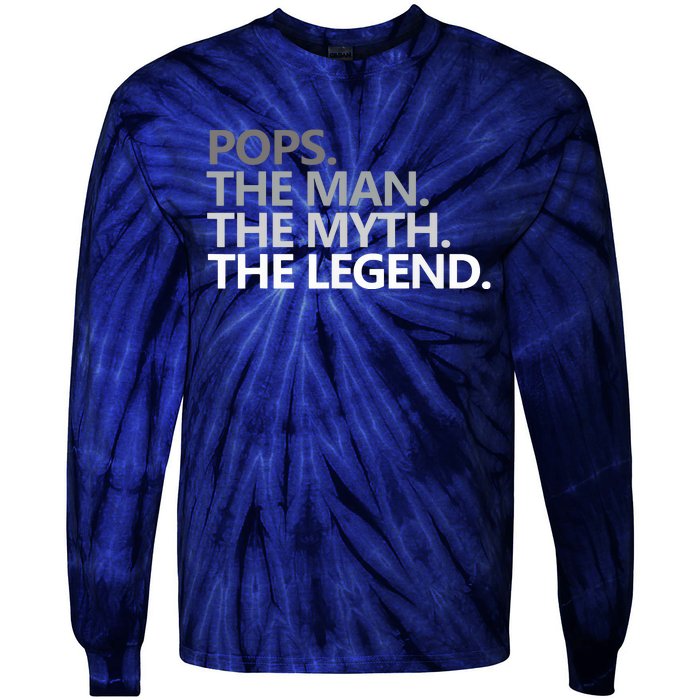 POPS THE MAN THE MYTH THE LEGEND Fathers Day Gift Grandpa Tie-Dye Long Sleeve Shirt