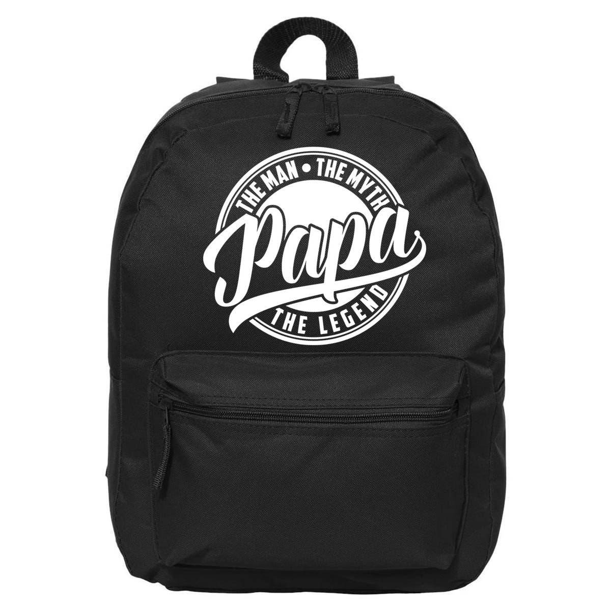 Papa The Man Myth Legend Fathers Day Certified Dad Gift 16 in Basic Backpack