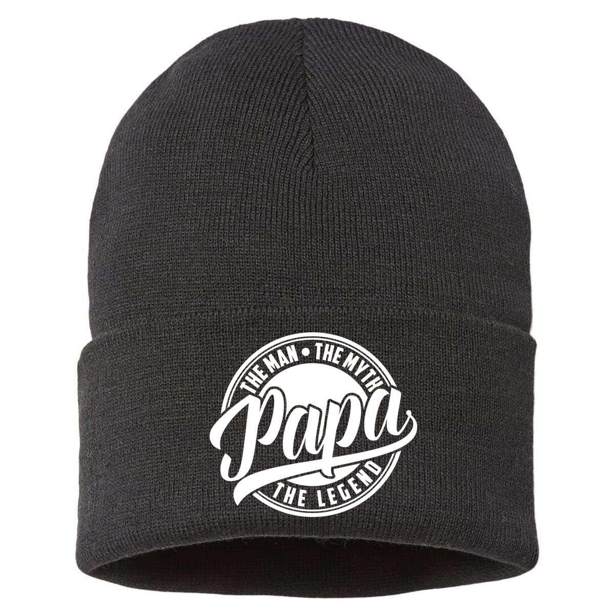 Papa The Man Myth Legend Fathers Day Certified Dad Gift Sustainable Knit Beanie