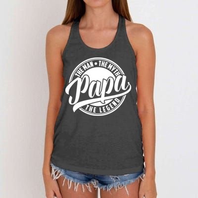 Papa The Man Myth Legend Fathers Day Certified Dad Gift Women's Knotted Racerback Tank