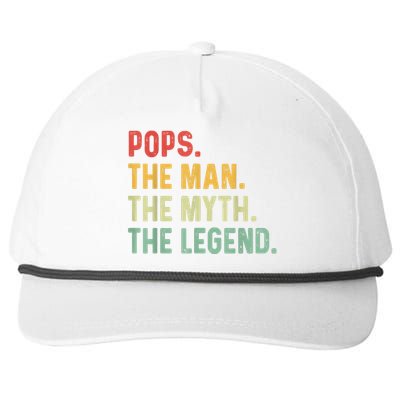 Pops The Man The Myth The Legend Fathers Day Gift Grandpa Snapback Five-Panel Rope Hat