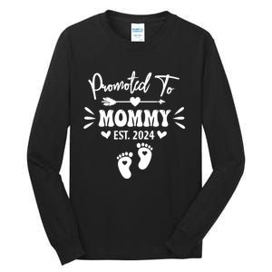 Promoted To Mommy Est 2024 New Grandma Women Grandmother Tall Long Sleeve T-Shirt