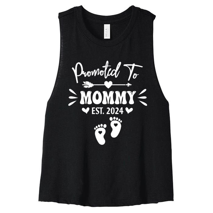 Promoted To Mommy Est 2024 New Grandma Women Grandmother Women's Racerback Cropped Tank