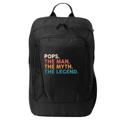 Pops The Man The Myth The Legend Fathers Vintage City Backpack