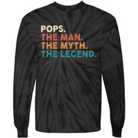 Pops The Man The Myth The Legend Fathers Vintage Tie-Dye Long Sleeve Shirt