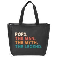 Pops The Man The Myth The Legend Fathers Vintage Zip Tote Bag