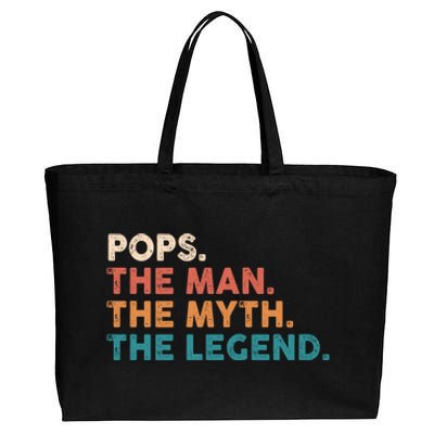 Pops The Man The Myth The Legend Fathers Vintage Cotton Canvas Jumbo Tote