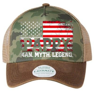 Pappy The Man The Myth The Legend Us American Flag Vintage For Grandpa Legacy Tie Dye Trucker Hat