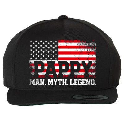 Pappy The Man The Myth The Legend Us American Flag Vintage For Grandpa Wool Snapback Cap