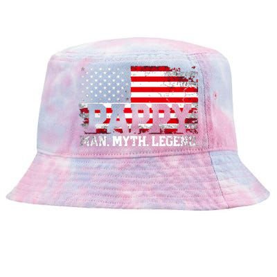 Pappy The Man The Myth The Legend Us American Flag Vintage For Grandpa Tie-Dyed Bucket Hat