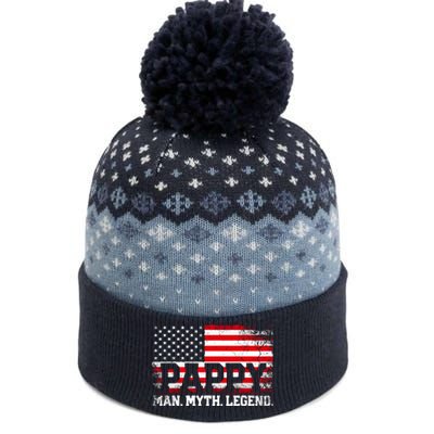 Pappy The Man The Myth The Legend Us American Flag Vintage For Grandpa The Baniff Cuffed Pom Beanie