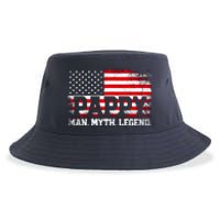 Pappy The Man The Myth The Legend Us American Flag Vintage For Grandpa Sustainable Bucket Hat