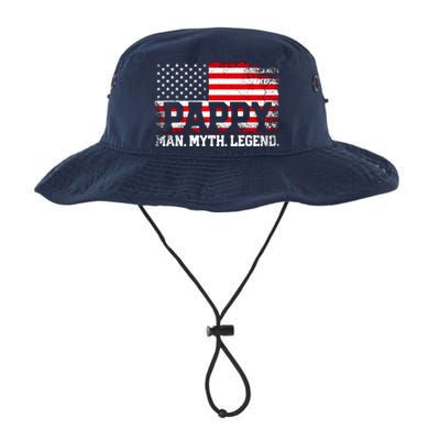 Pappy The Man The Myth The Legend Us American Flag Vintage For Grandpa Legacy Cool Fit Booney Bucket Hat