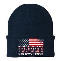 Pappy The Man The Myth The Legend Us American Flag Vintage For Grandpa Knit Cap Winter Beanie