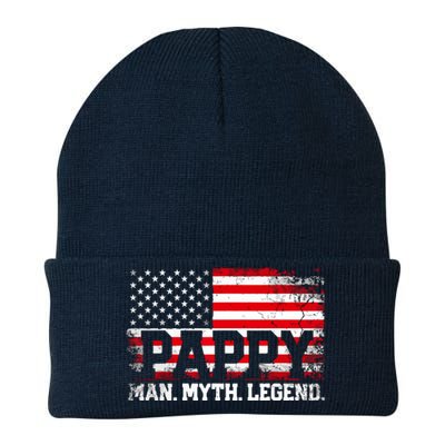 Pappy The Man The Myth The Legend Us American Flag Vintage For Grandpa Knit Cap Winter Beanie