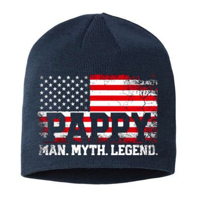 Pappy The Man The Myth The Legend Us American Flag Vintage For Grandpa Sustainable Beanie