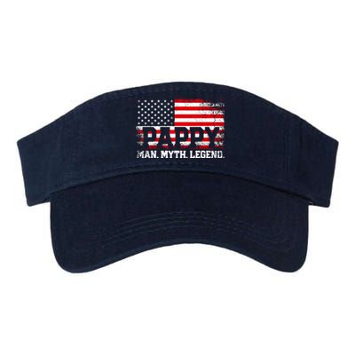 Pappy The Man The Myth The Legend Us American Flag Vintage For Grandpa Valucap Bio-Washed Visor