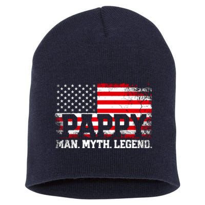 Pappy The Man The Myth The Legend Us American Flag Vintage For Grandpa Short Acrylic Beanie