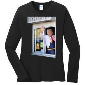 President Trump Makes French Fries Ladies Long Sleeve Shirt