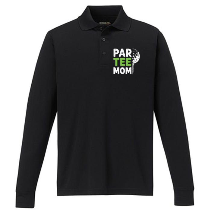 Par Tee Mom Funny Golf Pun Vintage Golfing Quote Party Retro Premium Performance Long Sleeve Polo