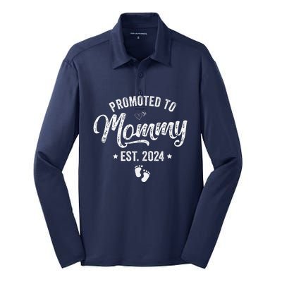 Promoted To Mommy Est 2024 Soon To Be Mom 2024 MotherS Day Silk Touch Performance Long Sleeve Polo