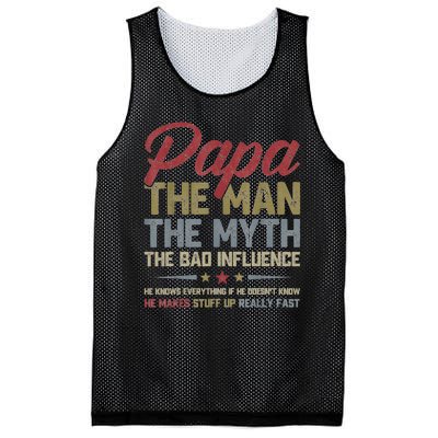 Papa The Man The Myth The Bad Influence Funny FatherS Day Mesh Reversible Basketball Jersey Tank