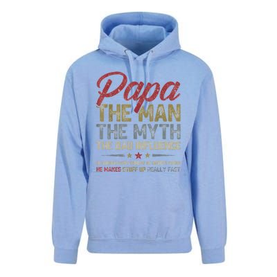 Papa The Man The Myth The Bad Influence Funny FatherS Day Unisex Surf Hoodie