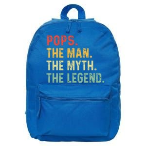 Pops The Man The Myth The Legend Fathers Day Gift 16 in Basic Backpack