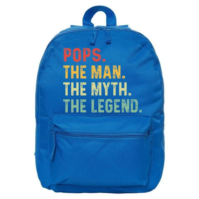 Pops The Man The Myth The Legend Fathers Day Gift 16 in Basic Backpack