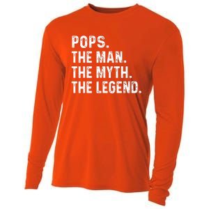 Pops The Man The Myth The Legend Fathers Day Gift Cooling Performance Long Sleeve Crew