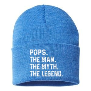 Pops The Man The Myth The Legend Fathers Day Gift Sustainable Knit Beanie