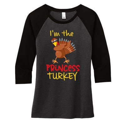 Princess Turkey Matching Family Group Thanksgiving Party Women's Tri-Blend 3/4-Sleeve Raglan Shirt