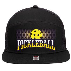 Pickleball Trendy Modern Gift 7 Panel Mesh Trucker Snapback Hat