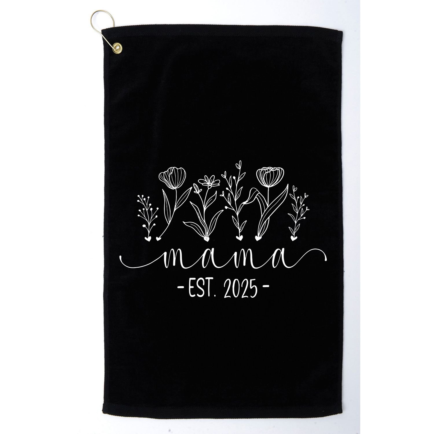 Promoted To Mama 2025 Pregnancy Floral New Mom Est 2025 Golf Towel