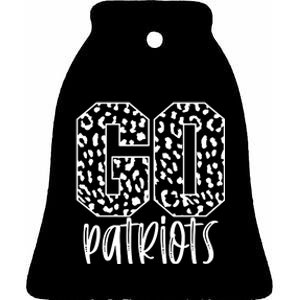 Patriots Team Mascot School Spirit Game Night Leopard Print Ceramic Bell Ornament