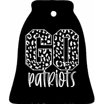 Patriots Team Mascot School Spirit Game Night Leopard Print Ceramic Bell Ornament