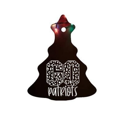 Patriots Team Mascot School Spirit Game Night Leopard Print Ceramic Tree Ornament