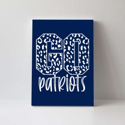 Patriots Team Mascot School Spirit Game Night Leopard Print Canvas