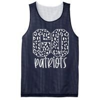 Patriots Team Mascot School Spirit Game Night Leopard Print Mesh Reversible Basketball Jersey Tank