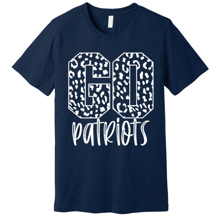 Patriots Team Mascot School Spirit Game Night Leopard Print Premium T-Shirt